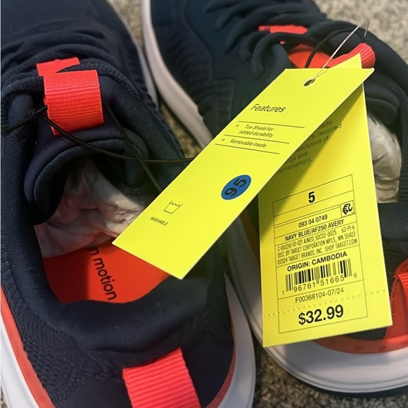 All in Motion Kids Navy and Coral Sneakers - Picture 4 of 5